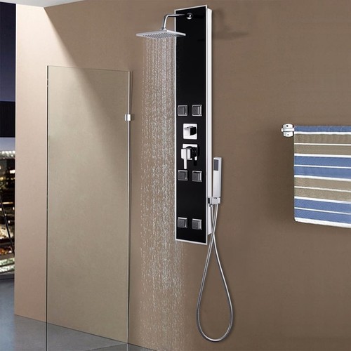 Panneau douche verre noir - panneau,