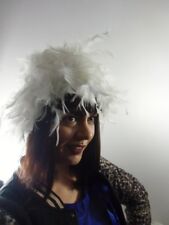 Chapeau bonnet burlesque spectacle cabaret plumes blanches original