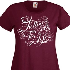 TEE SHIRT TATTOO FOR LIFE - Tatouage Old School Tatoueuse Tattoo Gun Dermographe