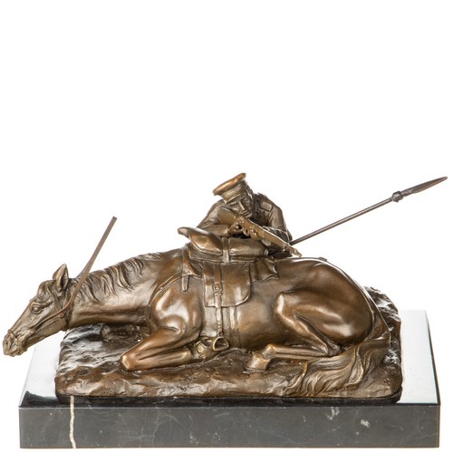 Sculpture soldat avec cheval - soldat,