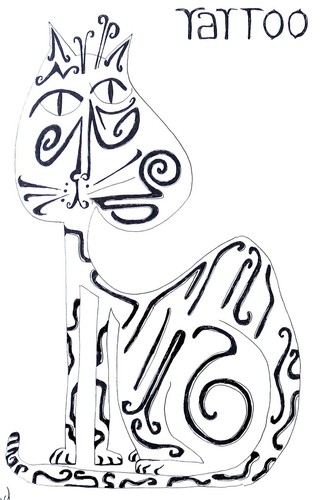 Dessin chat tatoo original - dessin,