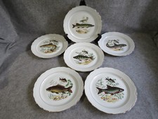 6 assiettes à poissons,les porcelainiers de france