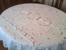 SUPERB LARGE ANTIQUE HANDMADE LACE & EMBROIDERY TABLECLOTH Gorgeous RARE 