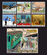 Stamps The Adventures of Tintin Comics 6 stamps + block perforated NEW 2025 year