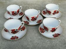 Lot 5 tasses porcelaine LOMONOSOV decor coq ROOSTER Russian porcelain cup saucer