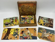 Jeu de 6 Cubes en bois - GB & Cie (Georges Bonnet) NK Atlas Paris - 1920's - BE+