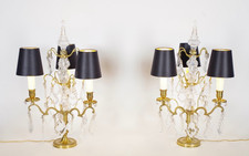 Paire de girandoles bronze et verre