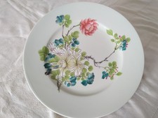 ASSIETTE PORCELAINE DE LIMOGES HAVILAND SIN HAÏ DÉCOR CHINOIS FLEURS CÉLADON