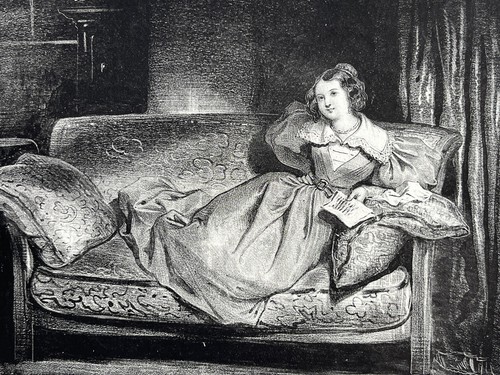 Femme divan lithographie - femme,