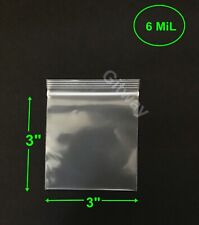 3" x 3" Heavy Duty 6 MIL Resealable Zip Top Lock 3x3" 6 Ml Clear Plastic Bags 