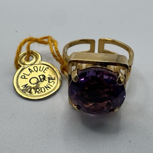 Bague plaqué et pierre - en,