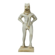 Satyre Faunus Faun Phallus nu mâle grec fait main statue sculpture patine cou...