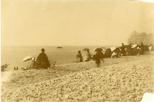 France, Vintage Etretat Albumen Print Sunbathing on the Beach Waste