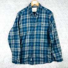 Weatherproof Vintage Chemise Homme XL Bleu Beige Carreaux Flanelle shirt mans