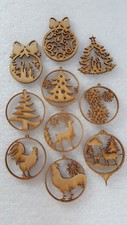 décoration de noël, 10 boules de noël en bois MDF, suspension 75 mm x 3 mm