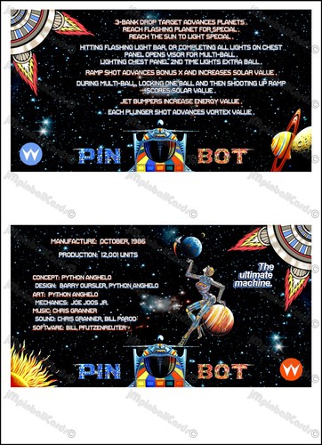 Williams pinbot 1986 cartes - williams,