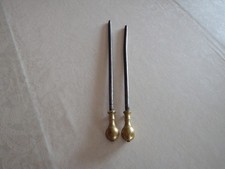 Paire d'Anciens Tisonniers  pour Cheminée d'Appartement Ancien Poignée en Laiton