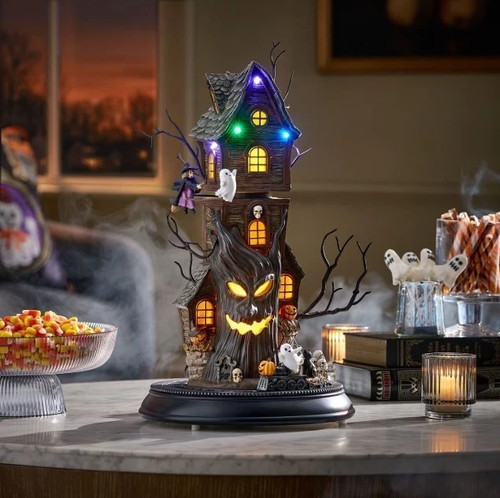 Pre lit animated haunted - pre-lit, 19"