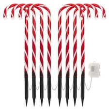 Lot de 8 lumières de décoration de chemin extérieur canne à bonbons de Noël 4...