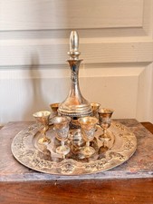 Ancien Service Liqueur Digestif Oriental Marocain Tunisien Métal Argenté