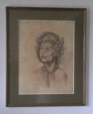 Portrait "femme au collier de perles" Georges Hot (artiste côté) Ecole Française