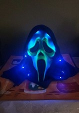 Scream Adult Ghost Face Light-Up Neon Blacklight Mask W/Gloves New