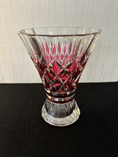 Val Saint Lambert Red Overlay Crystal Vase Model 5