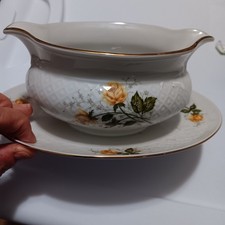 Vtg Seltmann Weiden Bavaria "Annabell" Gravy Boat w/Attached Underplate 1960s...