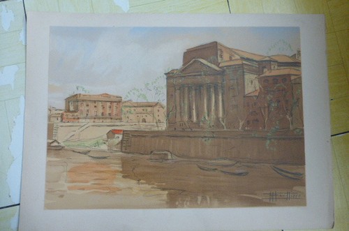 Belle lithographie peinture - lithographie,