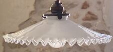 Vintage French opaline fused glass piecrust coolie light shade & gallery