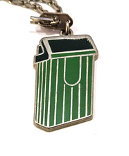 KEYCHAIN - City ALLIBERT Environment Trash Can - Enamelled Metal 1990s