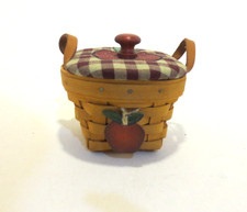 Longaberger Small Apple Basket -Fabric lid, ruffle and tie-on