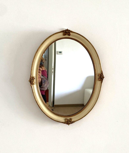 Miroir ovale stuc doré et - miroir,