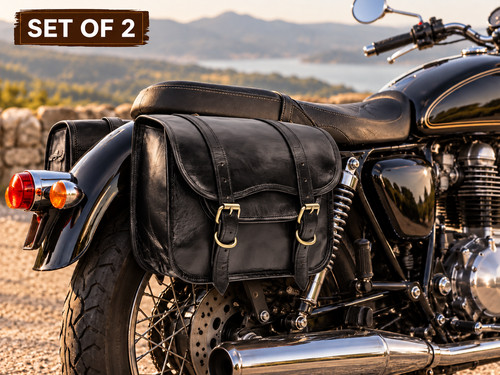 Paire sacoches moto - en, cuir