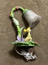 Vtg Disney Hampton Bay Tinker Bell Purple Tulip Flower Table Pink Lamp w/Wings