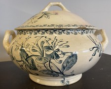 Vintage Sarreguemines Dishware Flower Service Earthenware Soup Dish