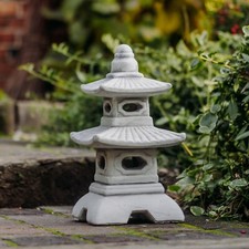 Pagode lanterne japonaise en pierre lampe en pierre 40 cm 11 kg gris béton bl...