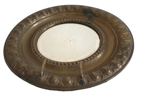 Ancien miroir rond - , laiton