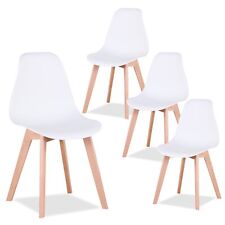 Lot de 4 Chaises Style Scandinaves Chaise en ABS Pieds en bois Cuisine Blanc