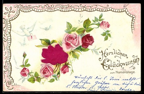 Carte postale roses rouges - carte,