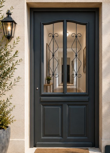 Porte entrée bois - porte, vitrée