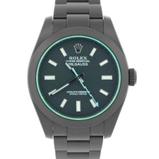 PAPERS Rolex Milgauss PVD BLACK Green 40mm LABEL NOIR Steel Watch 116400 BOX