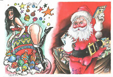 EX-LIBRIS LE PERE NOEL ET SA PIN UP SIGNE PAR WALTHERY ET YANNICK THIEL NEUF