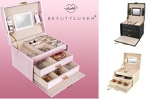 Boîte À Bijoux Miroir Présentoir À Bijoux En Cuir Écologique