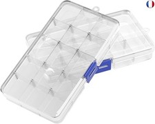 Oulesvte 2 Pcs Boîte de Rangement Plastique, 15 Compartiments en Transparent, 