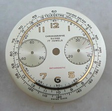 RARE NEW OLD STOCK CHRONOGRAPH SWISS DIAL FOR LANDERON 48, 51, 33.90MM (17E)