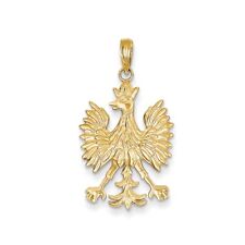 14K Jaune Or Poli & Texturé Défendant Nation Militaire Badge Aigle Breloque