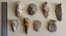 LOT OF 8 FLINT SIZES PREHISTORIC