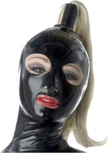 Latex hood with ponytail - hood,