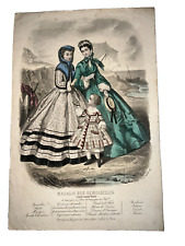 Ancienne gravure de mode 19 ème siècle Magasin des Demoiselles 26 cm x 17 cm